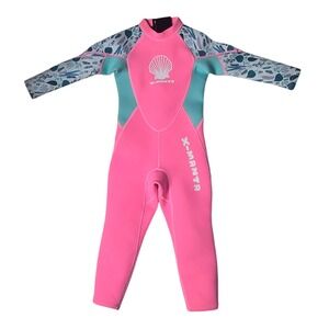 Dive & Sail X-Manta Kids Wetsuit Pink Teal Neoprene Full Body Swim Suit Size S